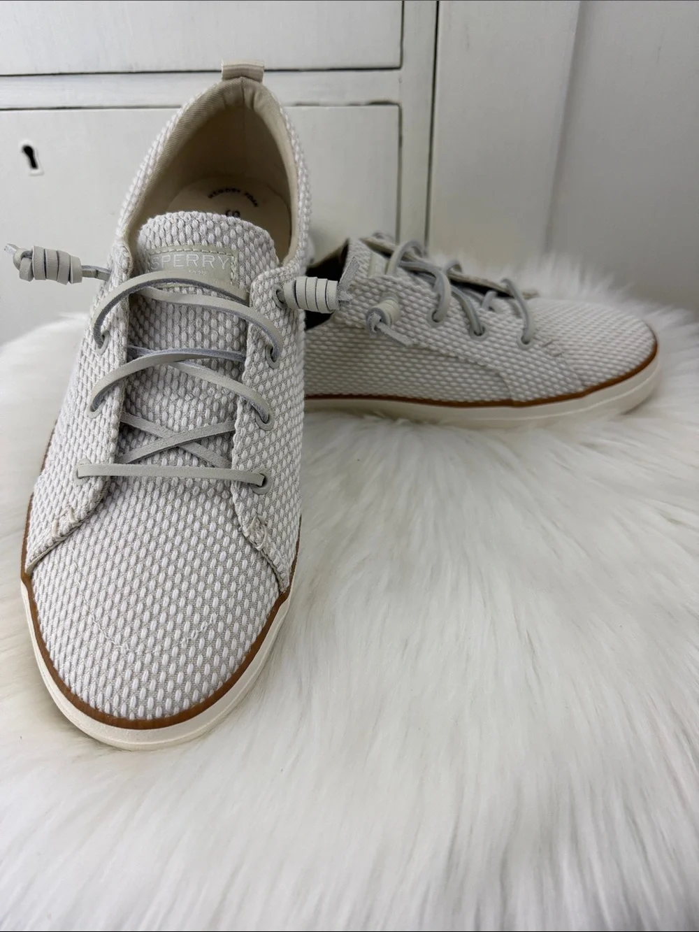 Sperry Cream Woven texture Memory Foam Slip-On Sneakers 10